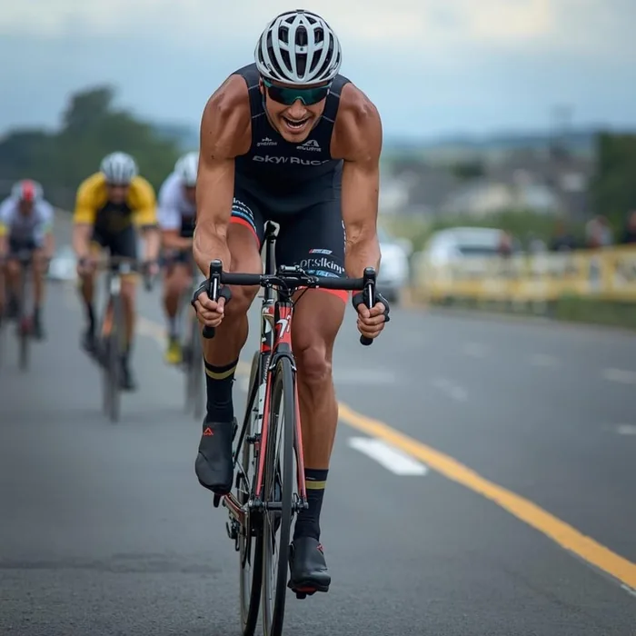 Ciclista em competição de estrada
