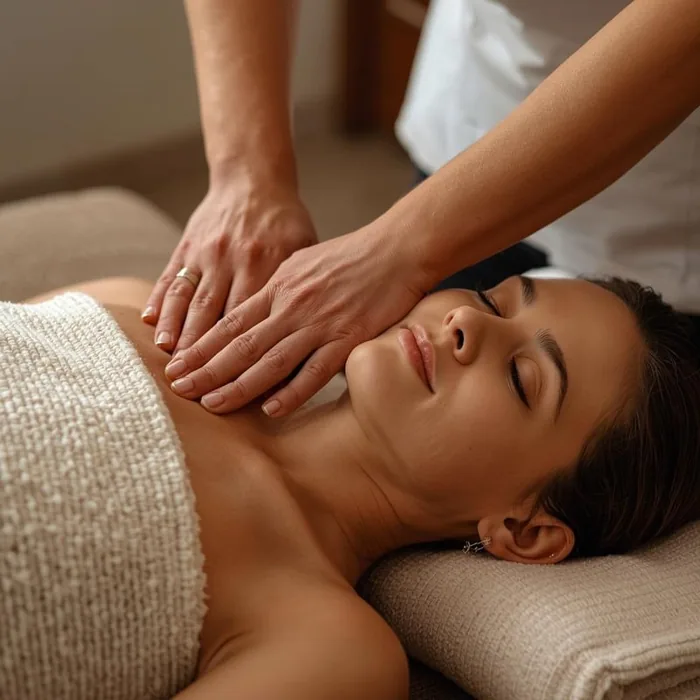 Terapia manual no pescoço de uma paciente