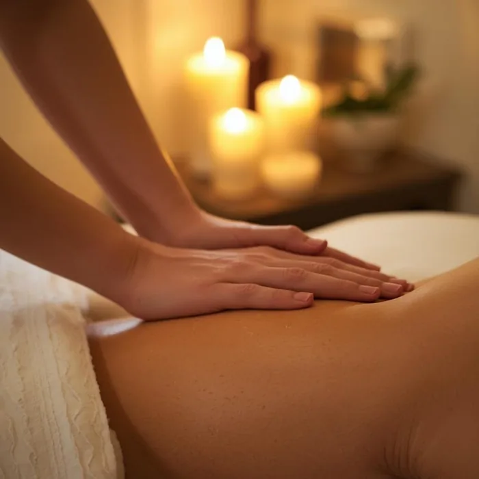 Massagem relaxante em ambiente com velas